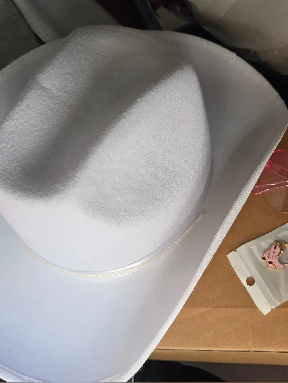 Women's White Felt Cowboy Hat with Subtle Trim